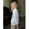 Arshiner Girls Crewneck Sweatshirt Long Sleeve Pullover Tops Drop Shoulder Sweatshirts Color Block Ribbed Trim(White)