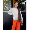 Arshiner Girls Crewneck Sweatshirt Long Sleeve Pullover Tops Drop Shoulder Sweatshirts Color Block Ribbed Trim(White)