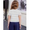 Arshiner Girls Crop Tops Short Sleeve Tie Dye Summer T Shirt Crewneck Rolled Cuffs Fashion Shirts Tee(Black Stripe)