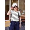 Arshiner Girls Crop Tops Short Sleeve Tie Dye Summer T Shirt Crewneck Rolled Cuffs Fashion Shirts Tee(Black Stripe)