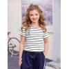 Arshiner Girls Crop Tops Short Sleeve Tie Dye Summer T Shirt Crewneck Rolled Cuffs Fashion Shirts Tee(Black Stripe)