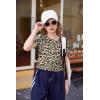 Arshiner Girls Crop Tops Short Sleeve Tie Dye Summer T Shirt Crewneck Rolled Cuffs Fashion Shirts Tee(Leopard)
