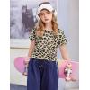 Arshiner Girls Crop Tops Short Sleeve Tie Dye Summer T Shirt Crewneck Rolled Cuffs Fashion Shirts Tee(Leopard)