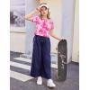 Arshiner Girls Crop Tops Short Sleeve Tie Dye Summer T Shirt Crewneck Rolled Cuffs Fashion Shirts Tee(Tie Dye Pink)