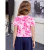 Arshiner Girls Crop Tops Short Sleeve Tie Dye Summer T Shirt Crewneck Rolled Cuffs Fashion Shirts Tee(Tie Dye Pink)