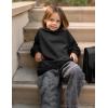Arshiner Girls Oversized Striped Crewneck Sweatshirt Long Sleeve Color Block Pullover Tops Fall Casual Clothes(Black)