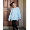 Arshiner Girls Oversized Striped Crewneck Sweatshirt Long Sleeve Color Block Pullover Tops Fall Casual Clothes(Blue)