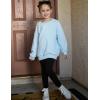 Arshiner Girls Oversized Striped Crewneck Sweatshirt Long Sleeve Color Block Pullover Tops Fall Casual Clothes(Blue)