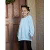 Arshiner Girls Oversized Striped Crewneck Sweatshirt Long Sleeve Color Block Pullover Tops Fall Casual Clothes(Blue)