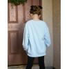 Arshiner Girls Oversized Striped Crewneck Sweatshirt Long Sleeve Color Block Pullover Tops Fall Casual Clothes(Blue)
