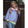 Arshiner Girls Oversized Striped Crewneck Sweatshirt Long Sleeve Color Block Pullover Tops Fall Casual Clothes(Blue Pink Stripe)