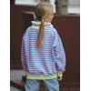 Arshiner Girls Oversized Striped Crewneck Sweatshirt Long Sleeve Color Block Pullover Tops Fall Casual Clothes(Blue Pink Stripe)
