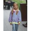 Arshiner Girls Oversized Striped Crewneck Sweatshirt Long Sleeve Color Block Pullover Tops Fall Casual Clothes(Blue Pink Stripe)