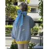 Arshiner Girls Oversized Striped Crewneck Sweatshirt Long Sleeve Color Block Pullover Tops Fall Casual Clothes(Blue Stripe)
