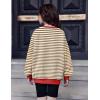 Arshiner Girls Oversized Striped Crewneck Sweatshirt Long Sleeve Color Block Pullover Tops Fall Casual Clothes(Coffee Stripe)