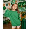 Arshiner Girls Oversized Striped Crewneck Sweatshirt Long Sleeve Color Block Pullover Tops Fall Casual Clothes(Green)