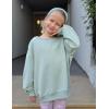 Arshiner Girls Oversized Striped Crewneck Sweatshirt Long Sleeve Color Block Pullover Tops Fall Casual Clothes(Light Green)