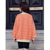 Arshiner Girls Oversized Striped Crewneck Sweatshirt Long Sleeve Color Block Pullover Tops Fall Casual Clothes(Orange Pink Stripe)