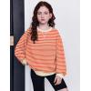 Arshiner Girls Oversized Striped Crewneck Sweatshirt Long Sleeve Color Block Pullover Tops Fall Casual Clothes(Orange Pink Stripe)