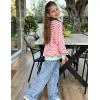 Arshiner Girls Oversized Striped Crewneck Sweatshirt Long Sleeve Color Block Pullover Tops Fall Casual Clothes(Pink Apricot Stripe)