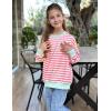 Arshiner Girls Oversized Striped Crewneck Sweatshirt Long Sleeve Color Block Pullover Tops Fall Casual Clothes(Pink Apricot Stripe)