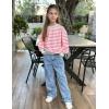 Arshiner Girls Oversized Striped Crewneck Sweatshirt Long Sleeve Color Block Pullover Tops Fall Casual Clothes(Pink Apricot Stripe)