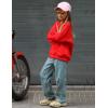 Arshiner Girls Oversized Striped Crewneck Sweatshirt Long Sleeve Color Block Pullover Tops Fall Casual Clothes(Red)
