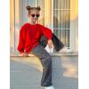 Arshiner Girls Oversized Striped Crewneck Sweatshirt Long Sleeve Color Block Pullover Tops Fall Casual Clothes(Red)