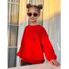 Arshiner Girls Oversized Striped Crewneck Sweatshirt Long Sleeve Color Block Pullover Tops Fall Casual Clothes(Red)