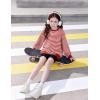 Arshiner Girls Oversized Striped Crewneck Sweatshirt Long Sleeve Color Block Pullover Tops Fall Casual Clothes(Red Stripe)