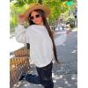Arshiner Girls Oversized Striped Crewneck Sweatshirt Long Sleeve Color Block Pullover Tops Fall Casual Clothes(White)