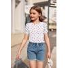 Arshiner Girls Puff Short Sleeve Shirts Summer Ribbed Knit Crewneck T Shirt Tops Tee Blouse(White Pink Flower)