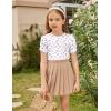 Arshiner Girls Puff Short Sleeve Shirts Summer Ribbed Knit Crewneck T Shirt Tops Tee Blouse(White Pink Flower)
