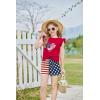 Arshiner Girls Shorts Sets 2 Pieces Outfits Twist Front Ruffle Sleeve T-Shirts and Shorts With Pockets Cute Clothes Sets(American Flag)