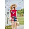 Arshiner Girls Shorts Sets 2 Pieces Outfits Twist Front Ruffle Sleeve T-Shirts and Shorts With Pockets Cute Clothes Sets(American Flag)
