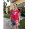 Arshiner Girls Shorts Sets 2 Pieces Outfits Twist Front Ruffle Sleeve T-Shirts and Shorts With Pockets Cute Clothes Sets(American Flag)