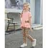 Arshiner Toddler Girl Clothes Summer 2 Piece Outfits Ruffle Hem Short Sleeve Top and Printed Leggings Kids Clothing Sets(Leopard)