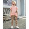 Arshiner Toddler Girl Clothes Summer 2 Piece Outfits Ruffle Hem Short Sleeve Top and Printed Leggings Kids Clothing Sets(Leopard)
