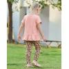 Arshiner Toddler Girl Clothes Summer 2 Piece Outfits Ruffle Hem Short Sleeve Top and Printed Leggings Kids Clothing Sets(Leopard)