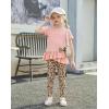 Arshiner Toddler Girl Clothes Summer 2 Piece Outfits Ruffle Hem Short Sleeve Top and Printed Leggings Kids Clothing Sets(Leopard)