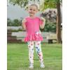 Arshiner Toddler Girl Clothes Summer 2 Piece Outfits Ruffle Hem Short Sleeve Top and Printed Leggings Kids Clothing Sets(Pink Flroal)