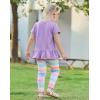 Arshiner Toddler Girl Clothes Summer 2 Piece Outfits Ruffle Hem Short Sleeve Top and Printed Leggings Kids Clothing Sets(Tie Dye)
