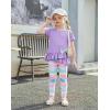 Arshiner Toddler Girl Clothes Summer 2 Piece Outfits Ruffle Hem Short Sleeve Top and Printed Leggings Kids Clothing Sets(Tie Dye)