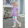 Arshiner Toddler Girl Clothes Summer 2 Piece Outfits Ruffle Hem Short Sleeve Top and Printed Leggings Kids Clothing Sets(Tie Dye)