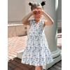 Arshiner Toddler Girl Summer Dress Little Girls Casual Beach Party Bowknot Sling Sundress with Pocket 1-7t(White Blue Floral)