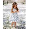 Arshiner Toddler Girl Summer Dress Little Girls Casual Beach Party Bowknot Sling Sundress with Pocket 1-7t(White Blue Floral)