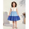 Arshiner Toddler Girl Summer Dress Little Girls Casual Beach Party Bowknot Sling Sundress with Pocket 1-7t(White&blue&blue)