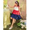 Arshiner Toddler Girl Summer Dress Little Girls Casual Beach Party Bowknot Sling Sundress with Pocket 1-7t(White&red&blue)