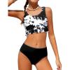 Arshiner Girls Bikini Beach Swimwear 2 Piece Swimsuits Floral Printing Bathing Suits(Black Tie Dye)