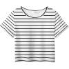 Arshiner Girls Crop Tops Short Sleeve Tie Dye Summer T Shirt Crewneck Rolled Cuffs Fashion Shirts Tee(Black Stripe)